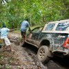 Enduro Lanka team working to keep the vehicle from tipping over.
