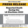 Statement on the Reported Death During the Local Government Elections 2023